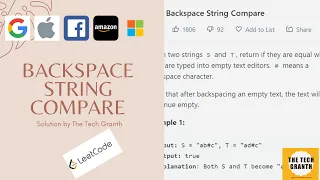 Leetcode 844 Backspace String Compare Java Solution with detailed explanation