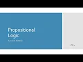 Formal Logic Module 3 Propositional Logic - 1