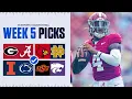 Expert Picks for EVERY Top 25 game in College Football Full Week 5 Predictions