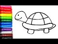 Draw a Turtle - coloring pages and songs for toddlers Color Time Kids Art