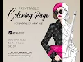 Fashion Girl Coloring Page Printable Adult Coloring Book Procreate Coloring iPad Digital Coloring