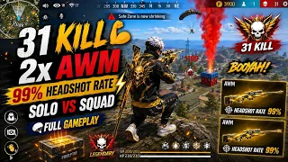 31 Kill 💪 2x AWM 99%Headshot Rate ⚡| Solo Vs Squad 🪂[ Full Gameplay ]