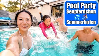 Pool Party! Schwimmen & Seepferdchen machen 😍🧜🏻‍♀️ Sommerferien | Mama VLOG | Mamiseelen