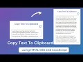 Copy Text to Clipboard using HTML CSS and JavaScript
