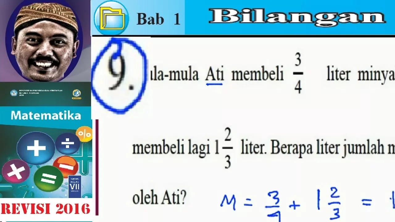 bilangan pecahan, matematika kelas 7 BSE  kurikulum 2013 revisi 2016 lat 1,5 u no 06, pengurangan. 