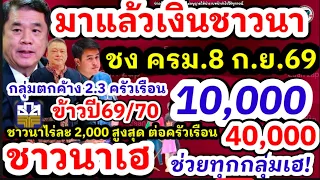 เคาะเงินชาวนา 8 ก.ย.69 รัฐบาลอนุมัติช่วยเหลือเยียวยาเกษตรกร จี้รัฐกลางสภาฯ ไร่ละ 1,000-2,000 บาทได้