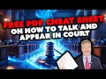 FREE PDF Cheat Sheet on How to Talk and Appear in Court