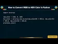 How to Convert RGB to HSV Color in Python