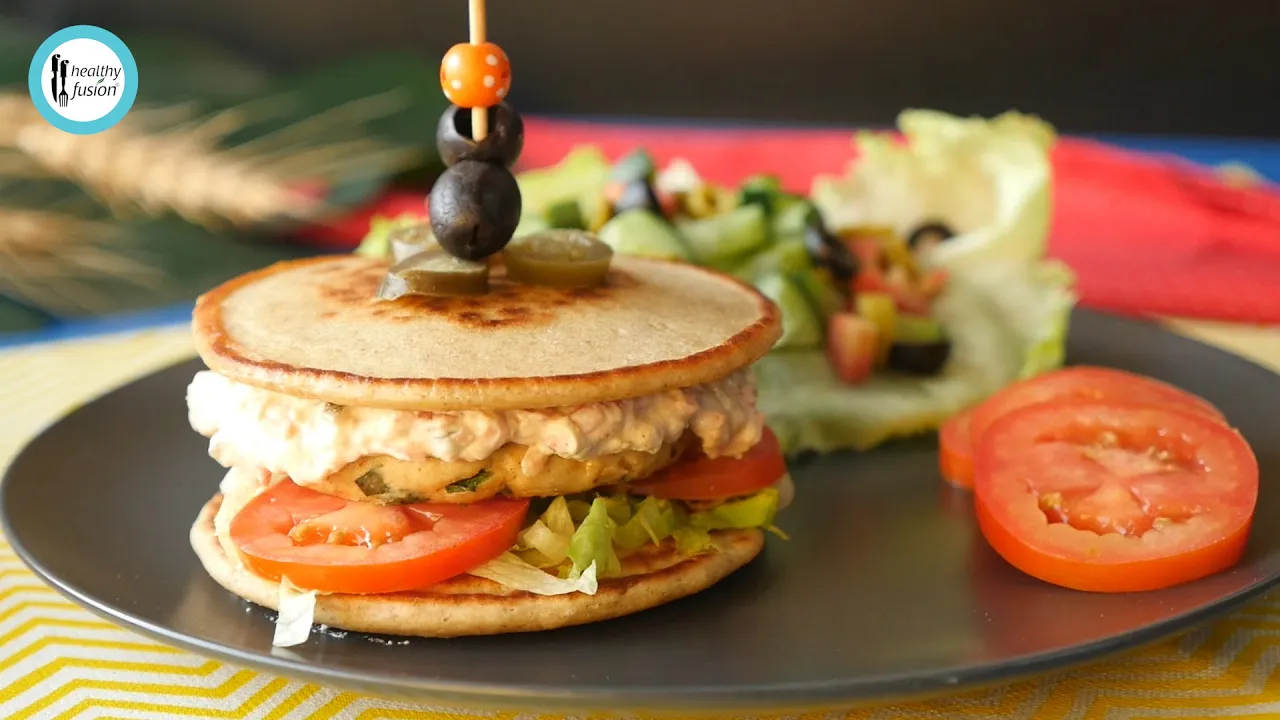 Oats Pancake Chicken Sandwich By Healthy Food Fusion