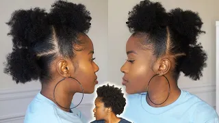 How to do Afro Puffs Mohawk on Short 4C Natural Hair Quick Easy Mona B