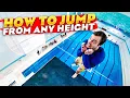 How to dive into a swimming pool from ANY height water jump feet first from diving board tutorial