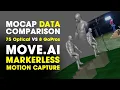 Markerless MOCAP using No Mocap Suit 8 Move ai Cameras Vs 75 Optical Cameras