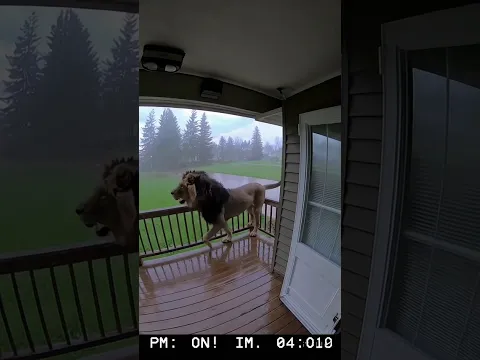 Doorbell Camera Catches Lion Swept Away by Crazy Wind