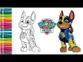 Coloring Chase from Paw Patrol Mighty Pups Coloring Page