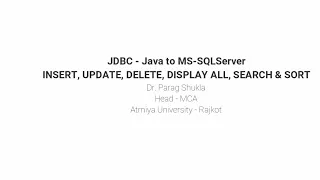 JDBC - Java to MS-SQL Server Database Connection INSERT UPDATE DELETE DISPLAY SEARCH SORT