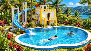 Tropical Pool House With Giant Suspension Slide