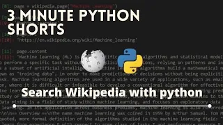 Search Wikipedia in python Wikipedia API 3 minute python shorts
