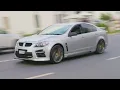 V8 Muscle cars leaving Brisbane Cars and Coffee 2024 December Meet Holden HSV Mustang Dark Horse