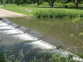 Driving through a river at White Pines Forest State Park
