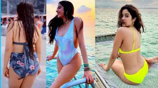 janhvi kapoors first bikini review video janhvi kapoor hot bikini