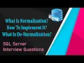 SQL Interview Question Answer Normalization How To Implement Normalization Denormalization