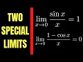 Calculus 1 Limits of sin x x and 1 - cos x x as x approaches zero