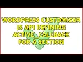 Wordpress Customizer JS API Defining active - callback for a section