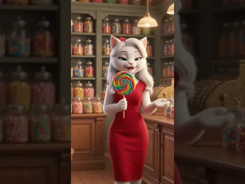 cute reena is holding a lollipop at candy store #shorts