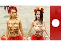 Topless against Putin Femen activists protest in Italy ahead of Russia-Ukraine talks