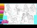 Coloring Pages Disney Princess Belle Jasmine Cinderella Aurora Snow White - Coloring Book