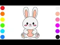 Rabbit Coloring Page for Kids Cute Adorable Bunny Drawing