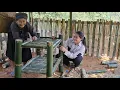 The old woman was surprised to see the homeless girl make her own dish rack.