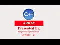 Array in C in urdu Lecture - 21