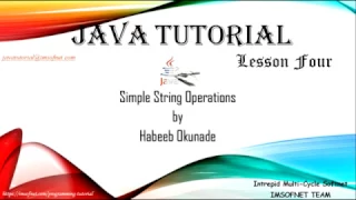 Java Tutorial - Lesson Simple String Operations