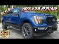 NEW 2023 FORD F150 HERITAGE XLT 75th Anniversary Special Edition in Altas Blue - Walkaround Review