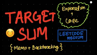 Target Sum Leetcode Medium Explanation in English DP Memorization