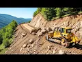 Download Lagu Heavy Machine Road Repair | Bulldozer Struggling to Shape Mountain Road in Real Time