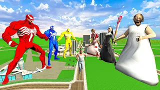 Colorful Venom Team VS Giant Granny Team 😱 INDIAN BIKE DRIVING 3D