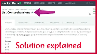 List Comprehension Hackerrank Solution Python In Hindi