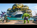 BLUE HULK and Godzilla vs Giant Python: The Great Conflict on the Sea and in the City