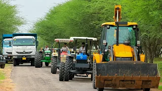 Jcb 3dx loading Mud in TATA Tippers Tractors Swaraj 855F New Holland 3630 4x4 Tractor NewThar Truck