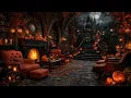 Download Lagu Haunted House Halloween Ambience 🎃Castle View | Dark Academia Autumn Music \u0026 Candlelight Fireplace