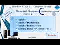 C Language Ch9 Variable Variable Declaration Variable Initialization Rules for Naming Variable