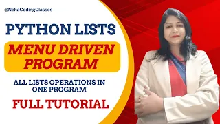 Python Menu-Driven Program for Lists List Operations in Python CBSE Class 11 12