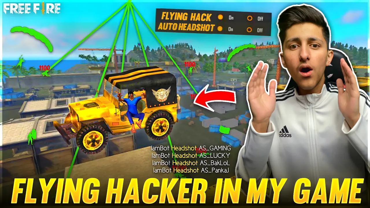 I Meet Flying Hacker In Free Fire😱 , Diamond Hack 💎, Wall Hack , Headshot Hack - Garena Free Fire