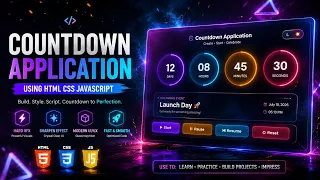 Countdown Application Using HTML CSS JavaScript Modern Glassmorphism UI RE Code