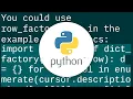 How can I get dict from sqlite query