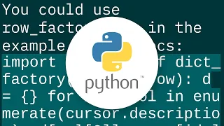 How can I get dict from sqlite query