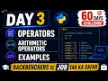 Python for Data Analytics Day 3 - Operators in Python Hindi