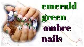 Emerald green ombre nails overlay